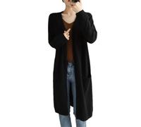 Tdvcpmkk Cardigan da donna in cashmere, casual, lungo, lavorato a maglia, con scollo a V, cardigan, nero, XX-Large