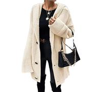 Tdvcpmkk Cardigan lungo da donna con cappuccio e bottoni, lavorato a maglia, casual, stile street, Colore casuale, M