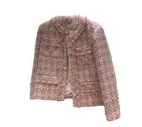 Tdvcpmkk Giacca a quadri da donna in tweed elegante e alla moda O-Collo a maniche lunghe Giacca monopetto in cotone da donna, Fodera interna, Small