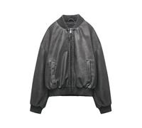 Tdvcpmkk Giacca bomber da donna corta in ecopelle giacca da donna collo tartaruga cappotto in pelle PU, nero, Large