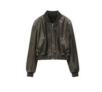 Tdvcpmkk Giacca bomber da donna retrò in similpelle, XL