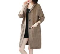 Tdvcpmkk Maglione da donna di grandi dimensioni con cappuccio cardigan a maniche lunghe spesso sciolto maglione lungo giacca, Marrone, L