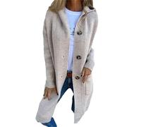 Tdvcpmkk Maglione da donna lavorato a maglia con cappuccio lungo pulsante ispessito cardigan tinta unita casual splicing giacca a maniche lunghe con tasche, Grigio 9, S