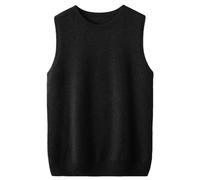 Tdvcpmkk - Maglione da donna senza maniche, girocollo, basic, invernale, in lana, casual, tinta unita, nero