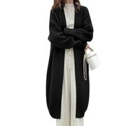 Tdvcpmkk Maglione lungo da donna con scollo a V, cardigan lavorato a maglia di media lunghezza, adatto per donne che lavorano, Nero , Taglia unica