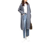 Tdvcpmkk Maglione lungo da donna con scollo a V, cardigan lavorato a maglia di media lunghezza, adatto per donne che lavorano, Grigio opaco9, Taglia unica