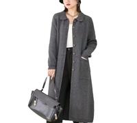 Tdvcpmkk Maglione lungo da donna, lavorato a maglia, soffice, vintage, caldo, a maniche lunghe, in cashmere, Grigio scuro9, XXL