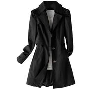 Tdvcpmkk Trench da donna lungo monopetto slim fit cappotto da donna alla moda a maniche lunghe trench coat, Nero , M