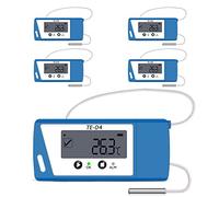 TE-04 ET Registratore di Dati di Temperatura con Sonda Esterna, Ampio Display, Funzione di Registrazione in Pausa, Report Automatico PDF CSV, 35000 Punti, Data Logger per Stoccaggio Vaccini (5PCS)