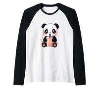 tè a Bolle di tè Panda Bear Boba Anime Kawaii Maglia con Maniche Raglan