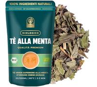 TÈ ALLA MENTA Tè Verde Marocchino, Miscela Premium a base di Gunpowder | Foglie Intere Sfuse con Menta Piperita, Ideale anche Freddo, Gusto Fresco, Busta Richiudibile Salva Aroma da 50g (25 Tazze)