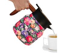 Tè da tè retrò - teiera floreale in acciaio inox, infusore vintage bollitore | Caraffa termica isolata, teiera regalo di vacanza, pentola bollente ad acqua classica, cameriere da tè decorati