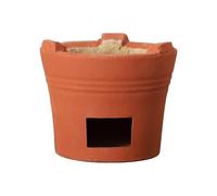 Tè domestico, caffè, forno a carbone di argilla Stufa a legna portatile per campeggio picnic cucina all'aperto con griglia piccola media grande (7,5 x 5,5 pollici / 16 x 14 cm)