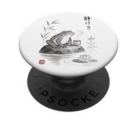 Tè giapponese Sumi-e Frog Art Zen Ink Wash Serenity PopSockets PopGrip Adesivo