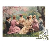 Tè in Giardino Vittoriano Puzzle 1000 Pezzi Carta per Adulti Stile Pastorale Classico Relax Casa Interazione Familiare Regalo 52x38cm/1000pcs