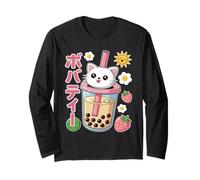 Tè Kawaii Cat Boba Maglia a Manica