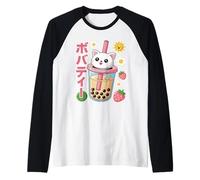 Tè Kawaii Cat Boba Maglia con Maniche Raglan