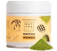 Tè Matcha al mango. Matcha di grado cerimoniale proveniente da Uji, Giappone. 50 g di polvere di tè verde biologico. Gusto mango.