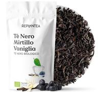 TE NERO MIRTILLO E VANIGLIA BIO 100g (50 Tazze) | Perfetto per il Tè Freddo | Tè Nero Biologico Sfuso con Vaniglia, Mirtillo et Sambuco REPLANTEA