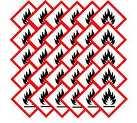 TE-Office 100 etichette pericolose - GHS adesivi per marcatura sostanze pericolose - pittogrammi di pericolo GHS 02 classe 3 - 15 x 15 mm