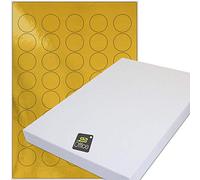 TE-Office 40 Pezzo Etichetta Oro Metallico Etichette Autoadesivo Stampabile A4 Prua Adesivi Carta Stampante Etichette 30 MM Rotondo