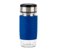 Tè tè tè thermo tazza da 0,4 litri blu/trasparente, vetro, tappo a vite NEW