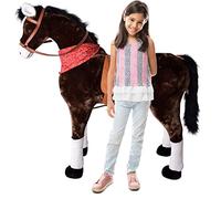 TE-Trend Cavallo Cavallo da Sella con Sella Briglie e Panno 120cm Lunghezza Marrone Bianco Catene