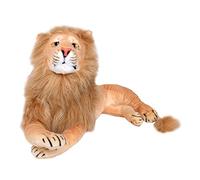 TE-Trend Peluche a forma di leone, XXL, giocattolo di peluche sdraiato, gatto grosso, gatto predatore, leone, 70 cm, marrone
