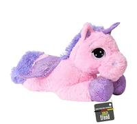 TE-Trend Peluche Cavallo Unicorno Sdraiato 60cm Fucsia O Bianco Con Lilla Applicazioni E Ali - rosa
