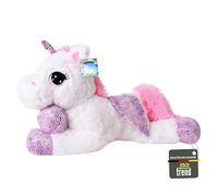 te-trend Peluche Cavallo Unicorno Unicorno SDRAIATO 60cm Fucsia o Bianco con Lilla Applicazioni E Ali - Bianco