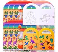 TE-Trend Set di 12 mini blocchi da colorare dinosauri per bambini, con 15 adesivi, ideale come pensierino o pensierino.