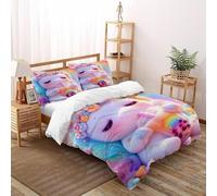 Tè Unicorno Bubble Set Di Biancheria Da Letto 3 Pezzi Con Stampa 3D Animal Themes Wildlife Incluso Copripiumino Con 2 Federe in Microfibra Morbida E Leggera Double（200x200cm）
