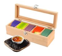 Tea Bag Organizer, Wooden Multi Slot Tea Storage Box, Clear Lid Display Container, Smooth Compartments for Easy Selection, Neat Countertop Organization, Holder for Kitchen Pantry Cabinet Home Office