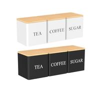 Tea Canister Set - 3 Pieces 500ml Storage Jar Collection, Grain Keeper Container Set, Sugar Storage Jar With Lid System, Airtight Pantry Organization Canisters | For Home Bakers Drinkers Kitchen