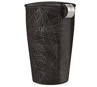 Tea Forte Kati Cup Tazza da infusore da tè in Ceramica con Cestino e Coperchio per Ripiani, Nero