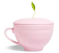 Tea Forte, Tazza da tè con coperchio in porcellana, coperchio adattato, mantiene il tè durante il tiraggio, lasciarlo caldo (rosa)