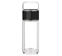Tea Infuser Bottle - Double Wall Glass Travel Mug | Portable Leakproof Tumbler with Stainless Steel Filter, Reusable Tea Strainer Bottle for Hot Cold Drinks, Office, Home, Outdoor Camping, Durble