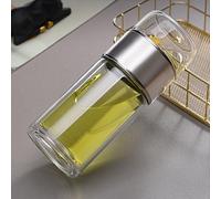 Tea Infuser Bottle Tea and Water Separation, 3-in-1 Glass Teas Infuser, Portable Double Wall Glass Teapot for Loose Leaf Teas, Coffee and Fruit Infusions (Steel,420ml)