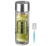 Tea Infuser Water Bottle - Portable Brewing Flask for Loose Leaf Tea for Office Travel | Heat Resistant Glass Container with Metal Strainer Basket, Leakproof Drinking Bottle 8.66x2.56x1.97 in