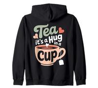 Tea it's a hug in a cup Tea Drinker con stampa di tè vintage Pun Felpa con Cappuccio