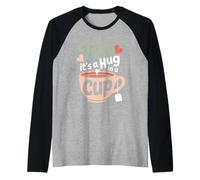 Tea it's a hug in a cup Tea Drinker con stampa di tè vintage Pun Maglia con Maniche Raglan