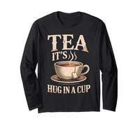 Tea it's a hug in a cup vintage accogliente tea moments Tea Drinker Maglia a Manica