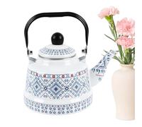 Tea Kettle - Retro Enamel Teapot, Vintage Stovetops Water Boiler with Ergonomic Handle, Porcelain Coated Tea Pot, Floral Enamelware Pitcher, Kitchen Accessories for Brewing Loose