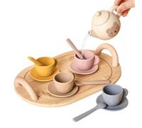 Tea Party Set, Kids Pretend Play Kitchen Accessories, Educational and Kid-Friendly Role Play Toy with Motor Skills Development for Birthday, Holiday, , Silicone Multicolor