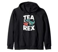 Tea Rex Dinosauro che tiene tazza caffè umorismo Felpa con Cappuccio
