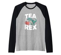 Tea Rex Dinosauro che tiene tazza caffè umorismo Maglia con Maniche Raglan