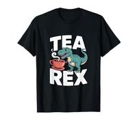 Tea Rex Dinosauro che tiene tazza caffè umorismo Maglietta