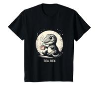 Tea-Rex - Simpatico Dinosauro T-Rex Maglietta, Bambini, Nero, 6 Anni