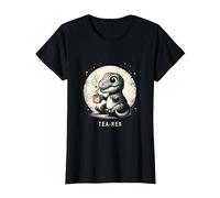 Tea-Rex - Simpatico Dinosauro T-Rex Maglietta, Donna, Nero, M