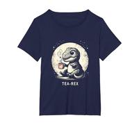 Tea-Rex - Simpatico Dinosauro T-Rex Maglietta, Donna Plus-Size, Navy, 5X